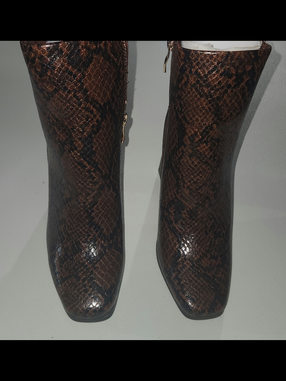 JustFab Brown Snake-Print Women's Ankle Boots Size 8